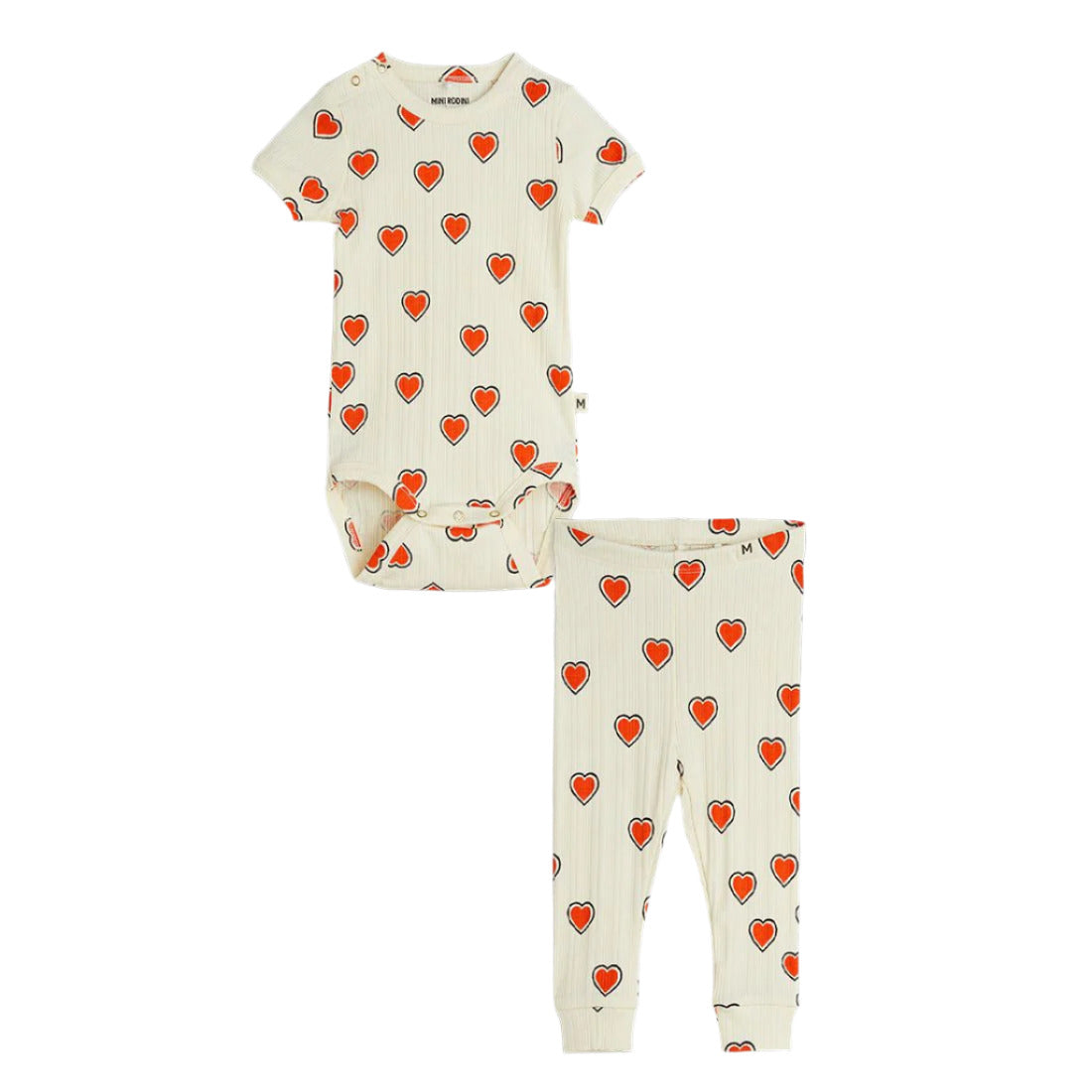 OUTLINED HEARTS BABY ONESIE SET