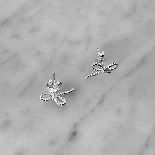 STERLING SILVER BOW STUD EARRINGS