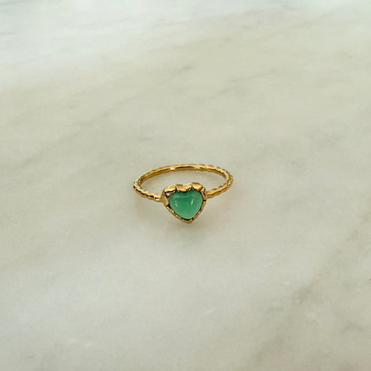 GREEN ONYX HEART RING