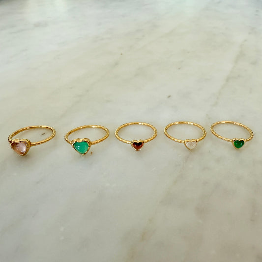 RED GARNET HEART RING -SMALL