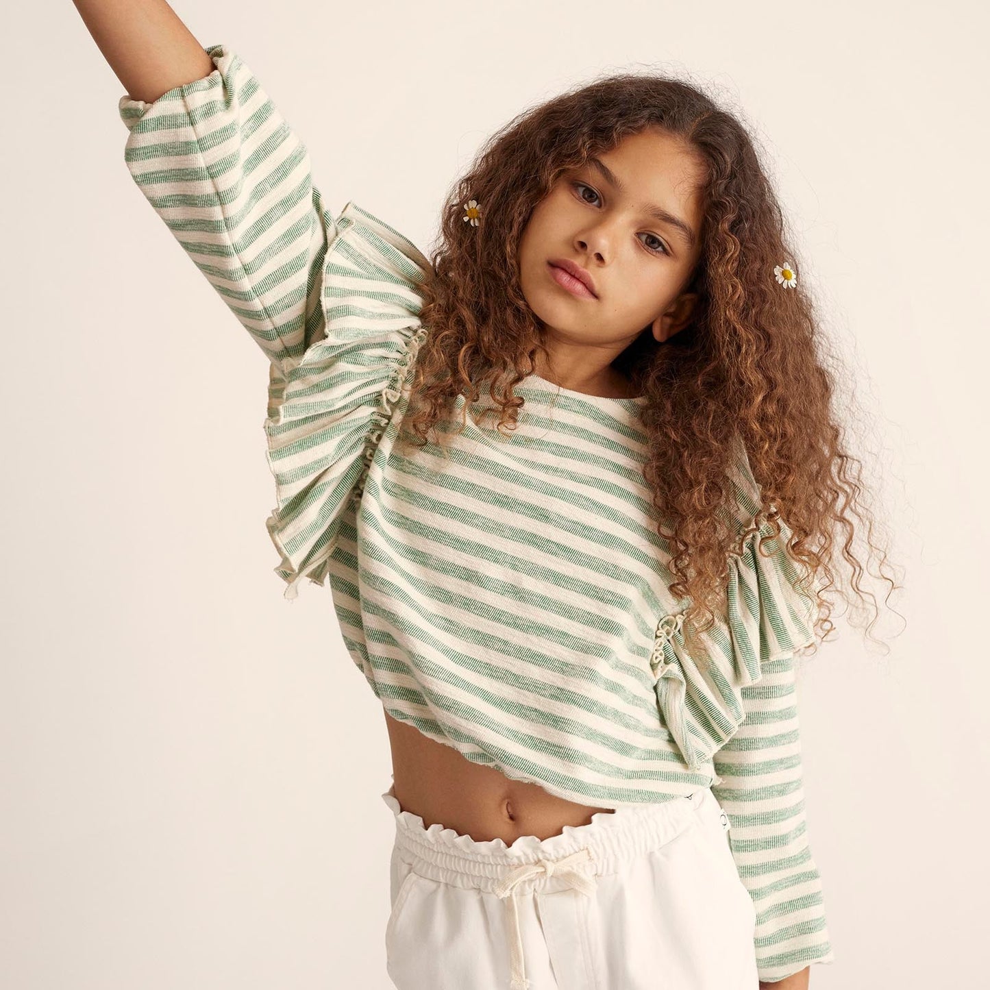 SILVIA GREEN GRASS STRIPE SWEATSHIRT