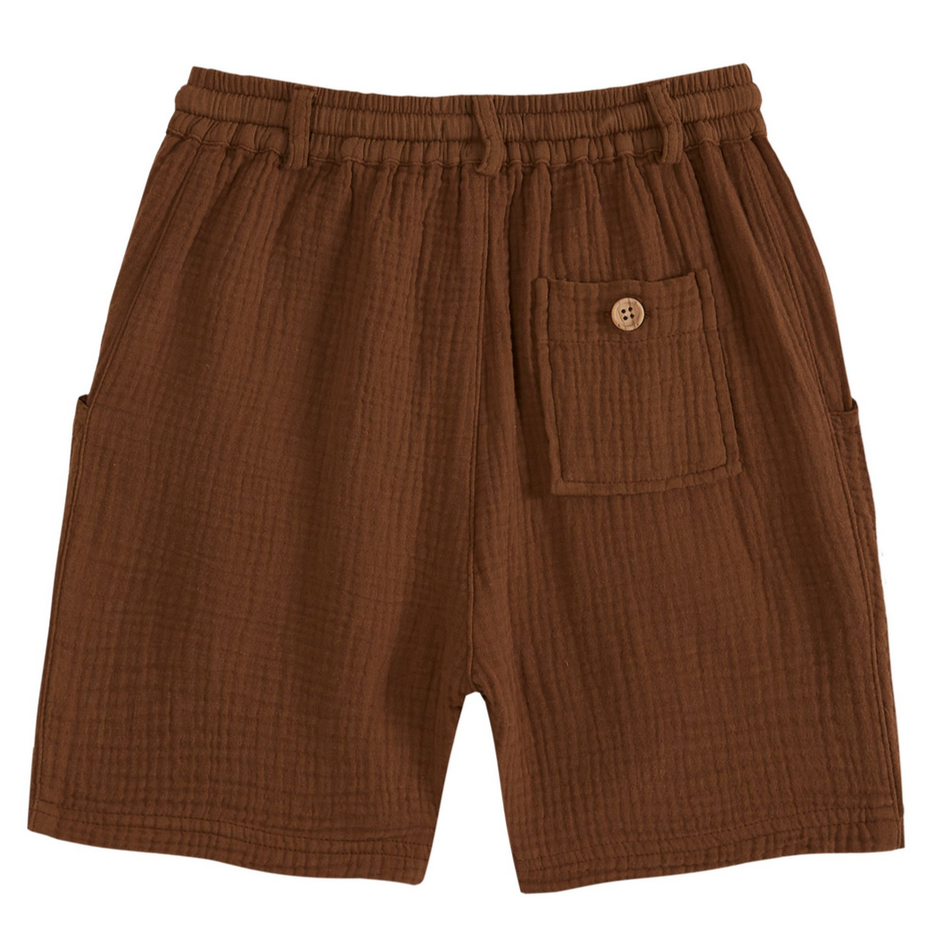 SHORTS COTTON GAUZE SHORTS - COOKIE