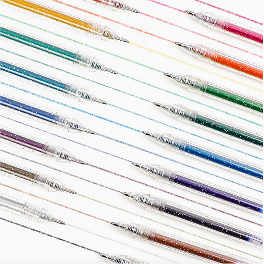 RETRACTABLE GLITTER GEL PENS - 18 SET