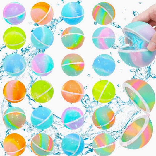 RAINBOW COLOR REUSEABLE WATER BALLONS - 6 PIECE SET