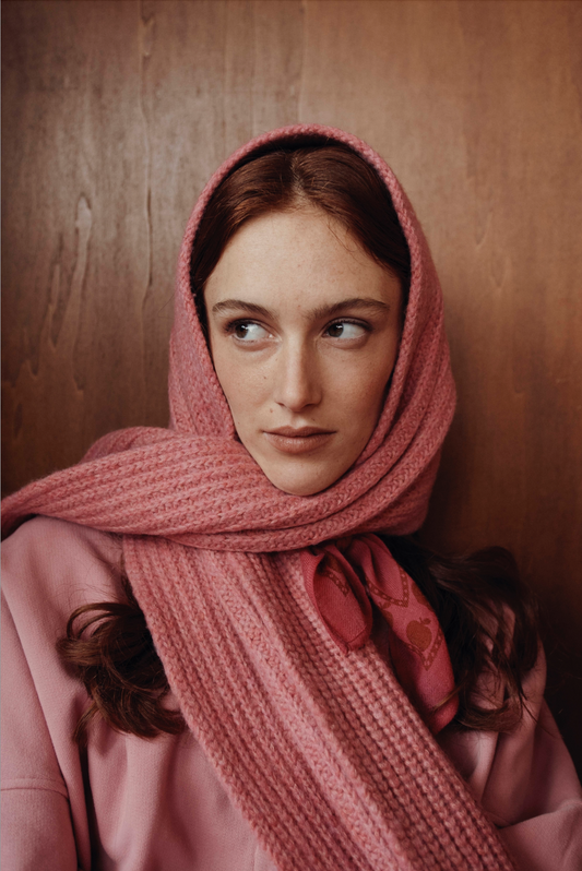 ECHARPE LONG RIBBED SCARF - ROSE