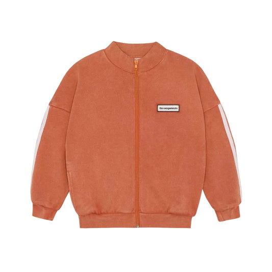 RED WASHED ZIPPERED SWEATSHIRT