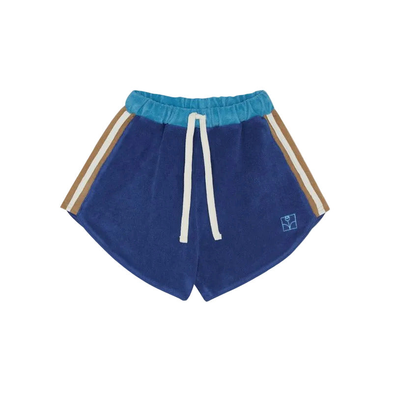 BLUE TERRRY COLOR BLOCK SHORTS