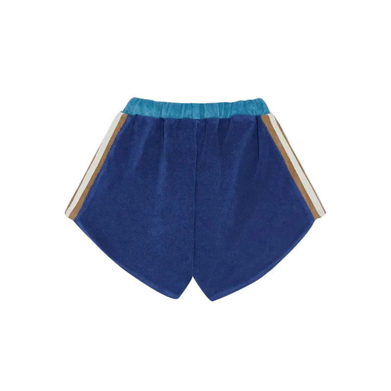 BLUE TERRRY COLOR BLOCK SHORTS