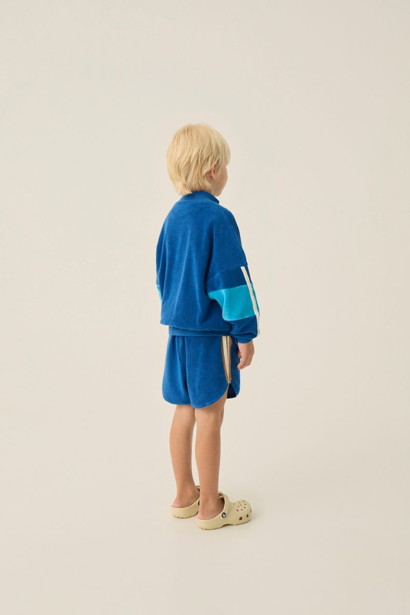 BLUE TERRRY COLOR BLOCK SHORTS