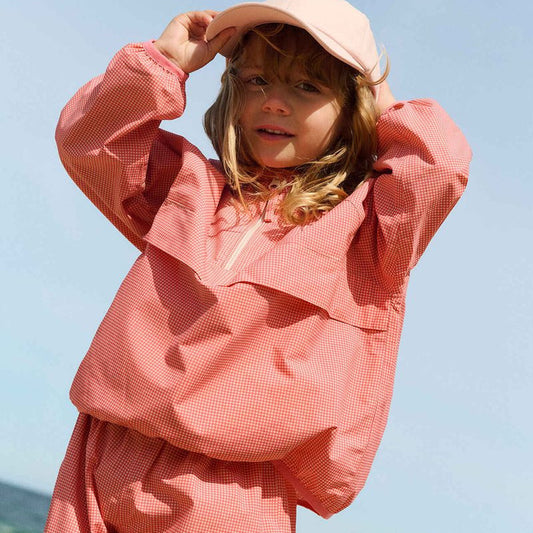 LIGHTWEIGHT GINGHAM WINDBREAKER - RED