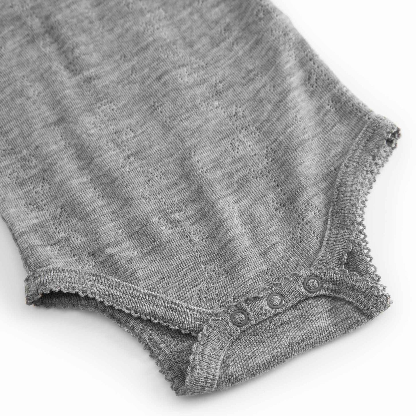 Gray baby bodysuit on a white background