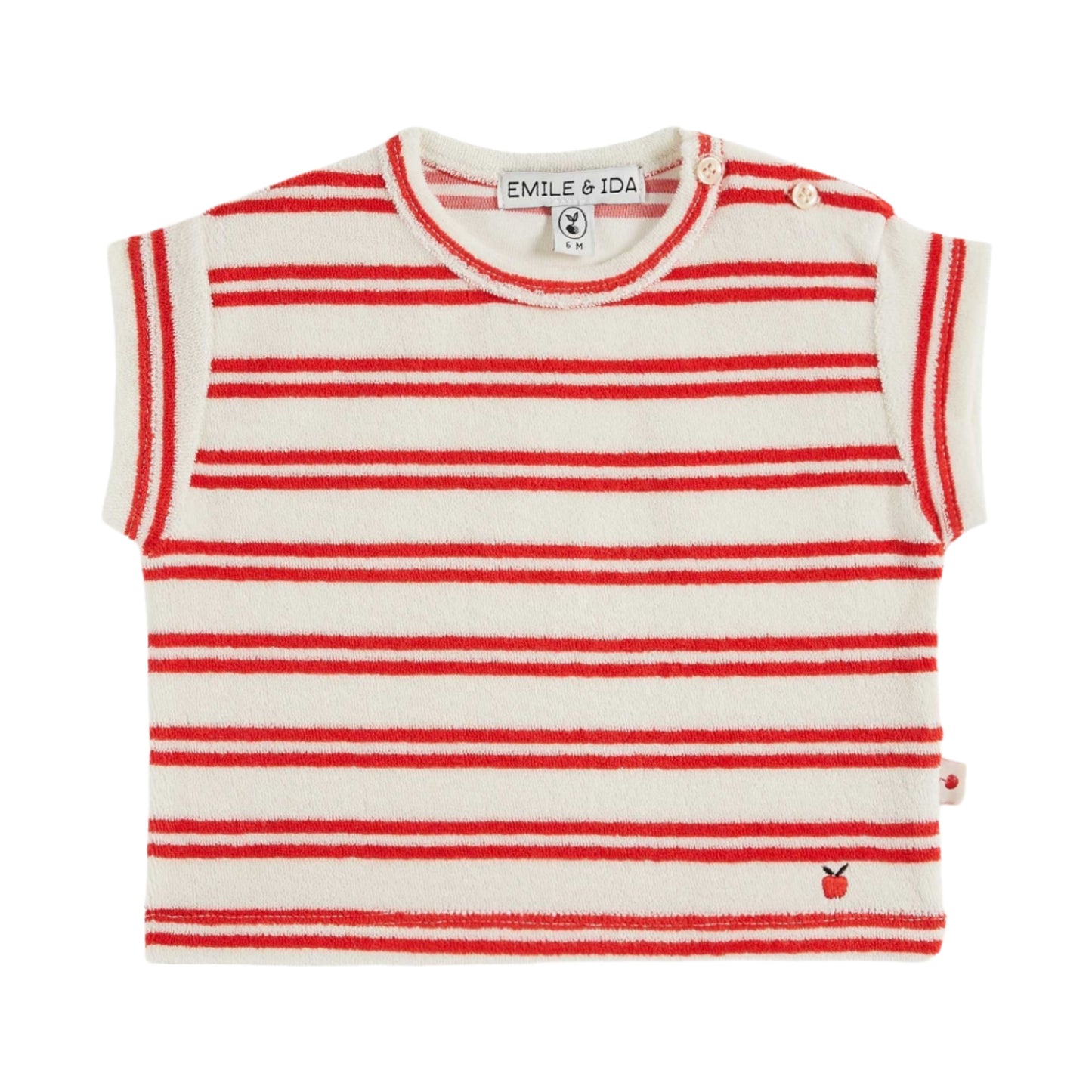 RED STRIPE TERRY TEE