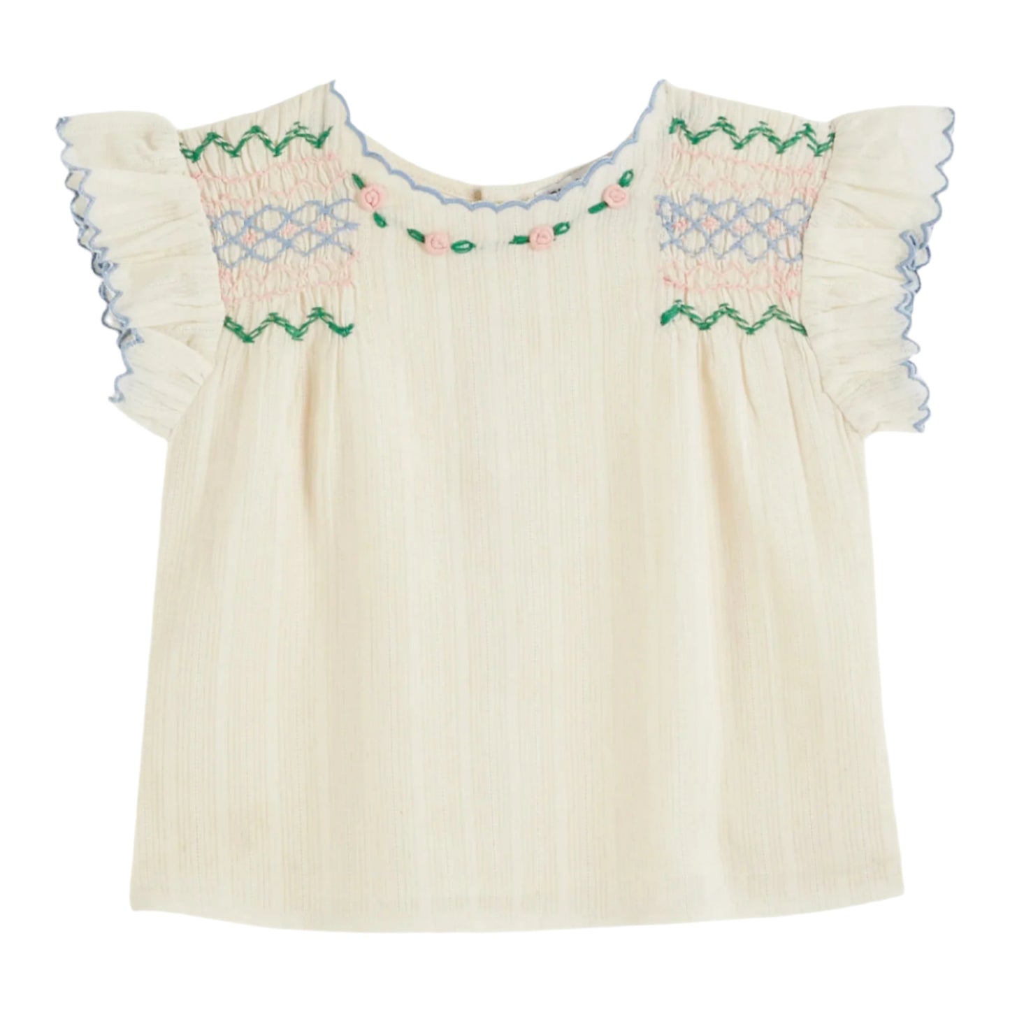 BRODEE SMOCKED BLOUSE - ECRU