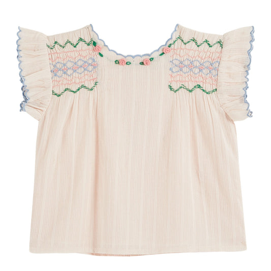 BRODEE SMOCKED BLOUSE - PASTEL PINK