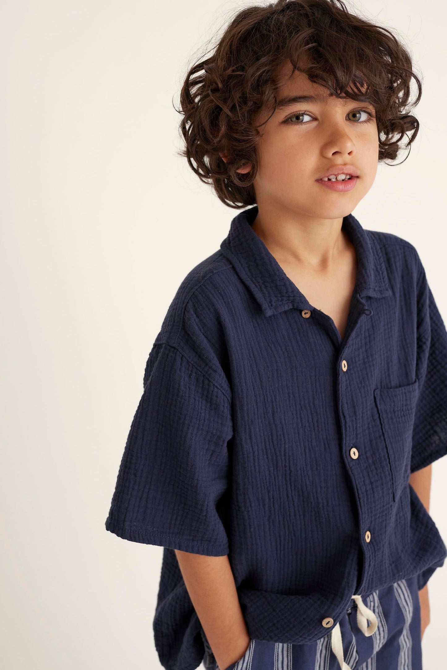 ABEL NAVY GAUZE SHIRT