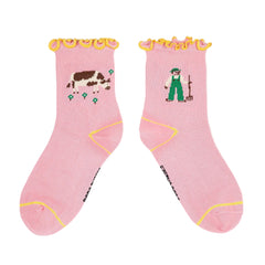 FARM ADVENTURE RUFFLED SOCK - PINK