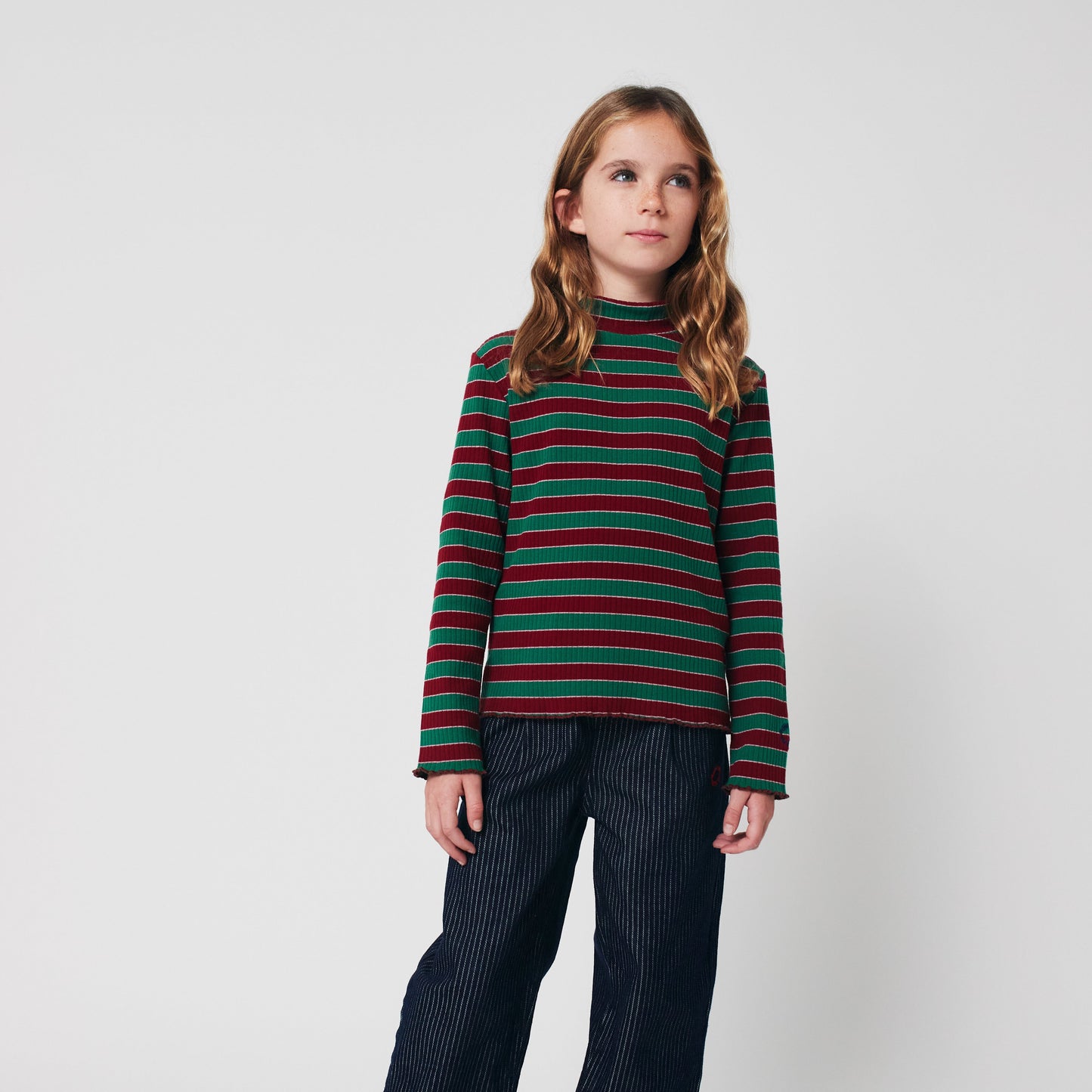 MUTLI-COLORED STRIPED TURRLENECK SHIRT