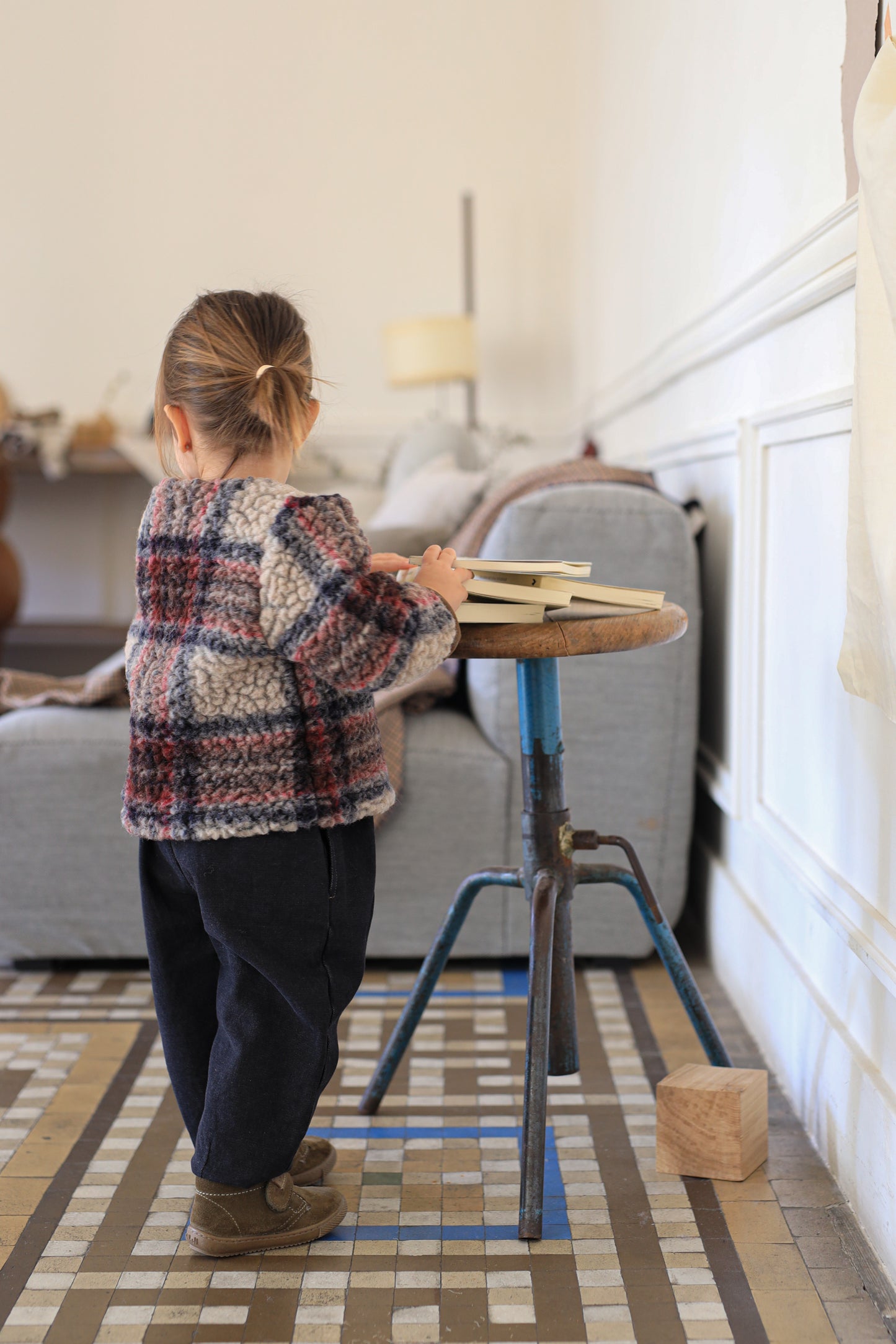 CHAROLTTE WOOL PLAID JACKET - DARK BLUE