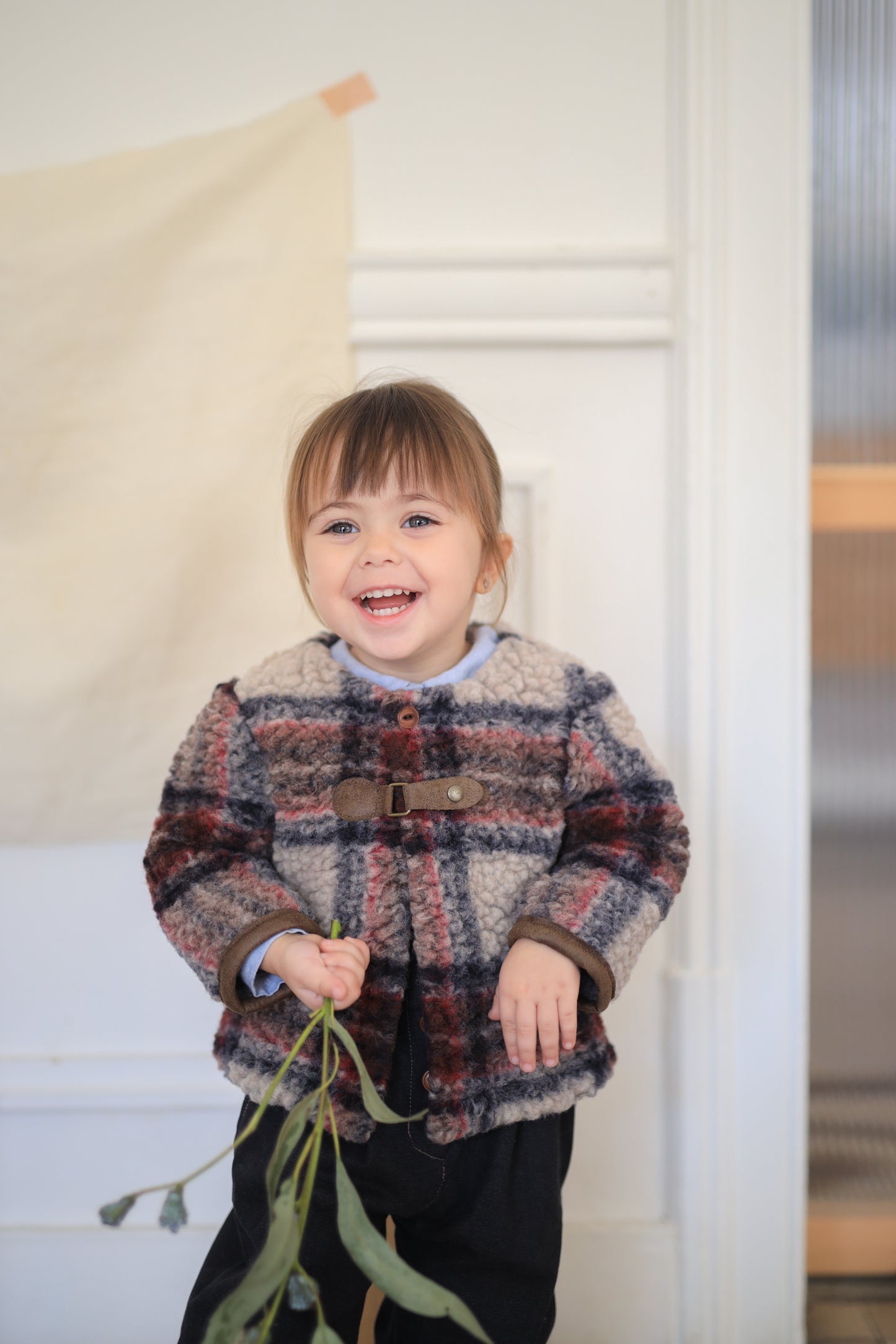 CHAROLTTE WOOL PLAID JACKET - DARK BLUE