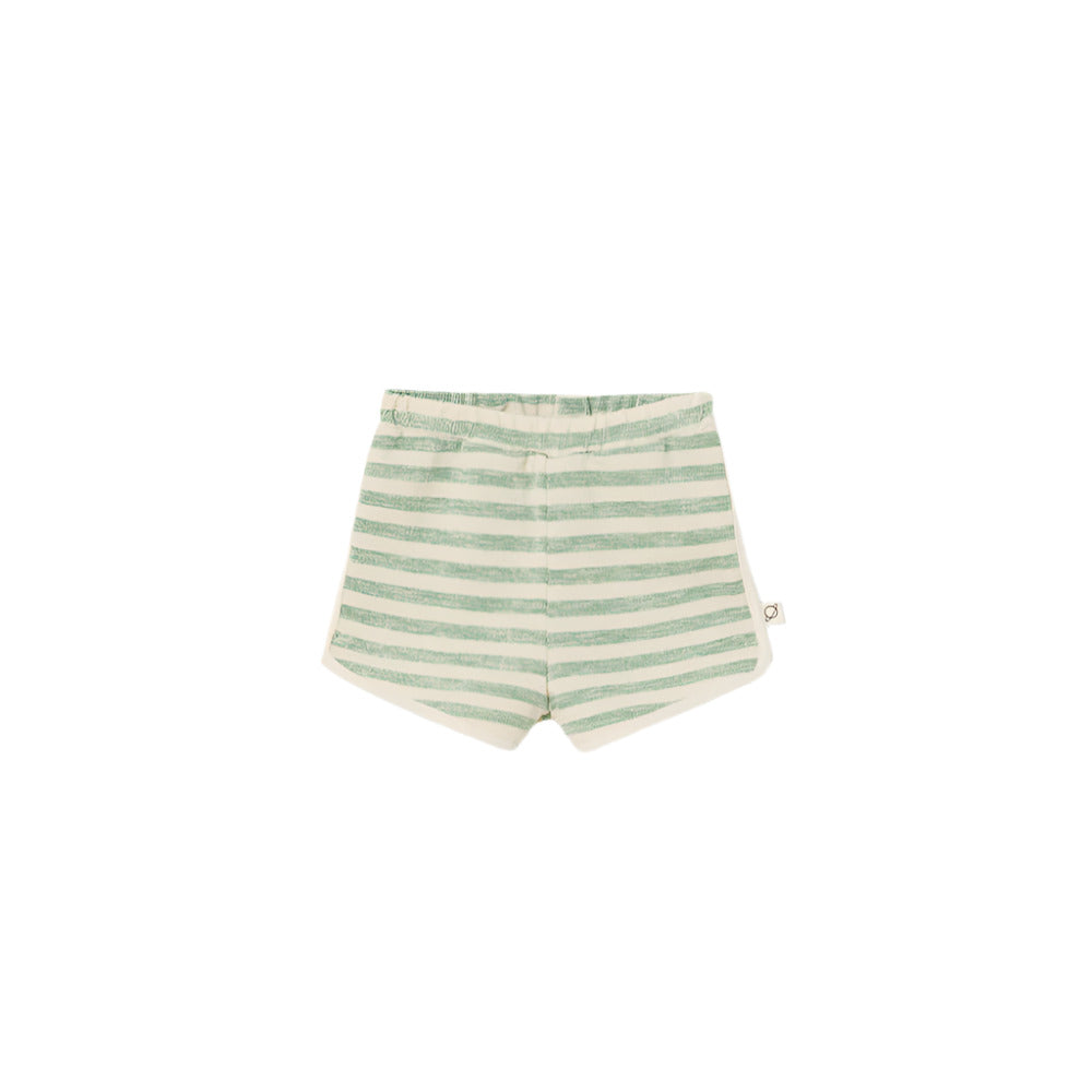 ELIO GREEN GRASS STRIPE BABY SHORTS