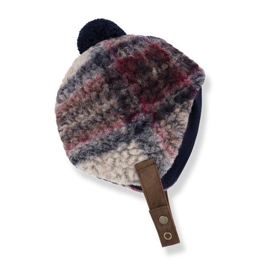 ERIK WOOL PLAID BEANIE - DARK BLUE