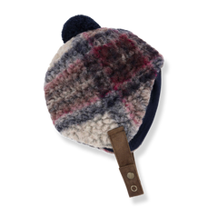 ERIK WOOL PLAID BEANIE - DARK BLUE