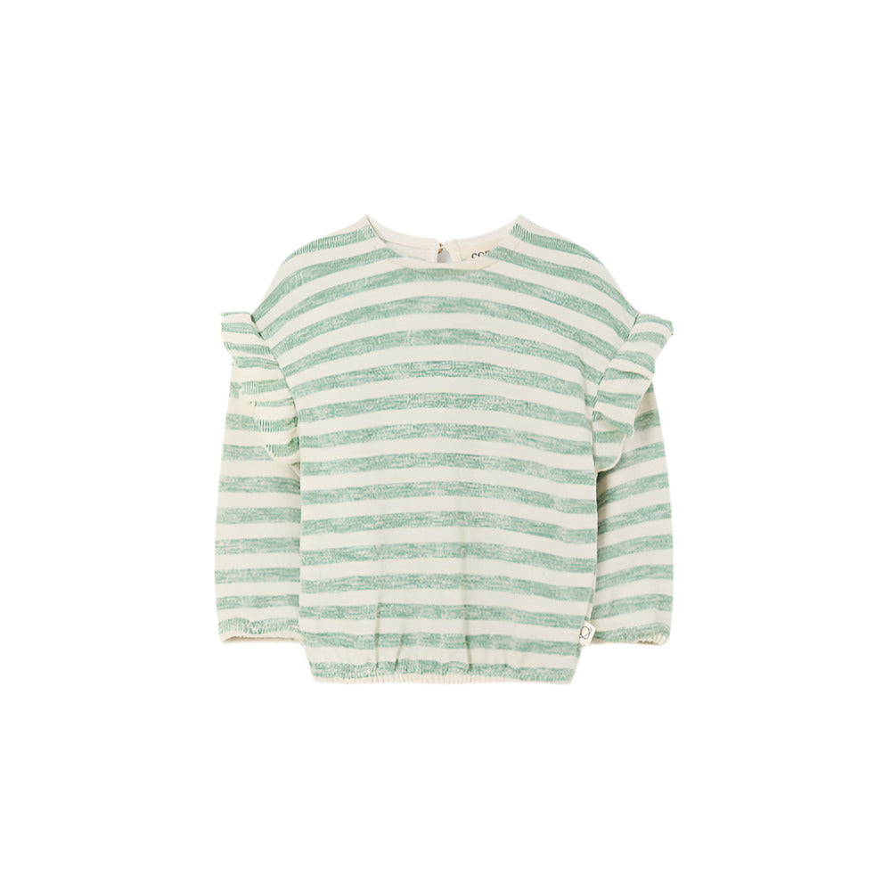 GRETA GREEN GRASS STRIPE BABY SWEATSHIRT