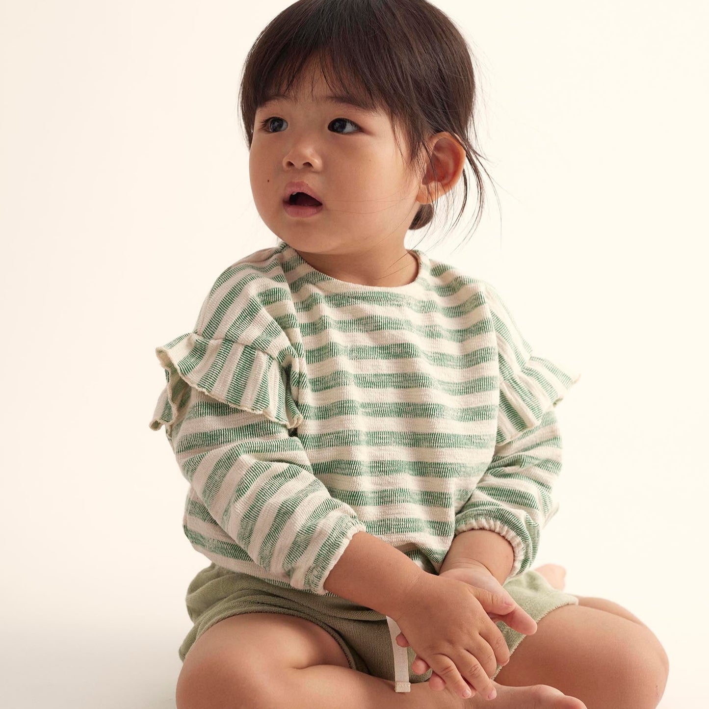 GRETA GREEN GRASS STRIPE BABY SWEATSHIRT
