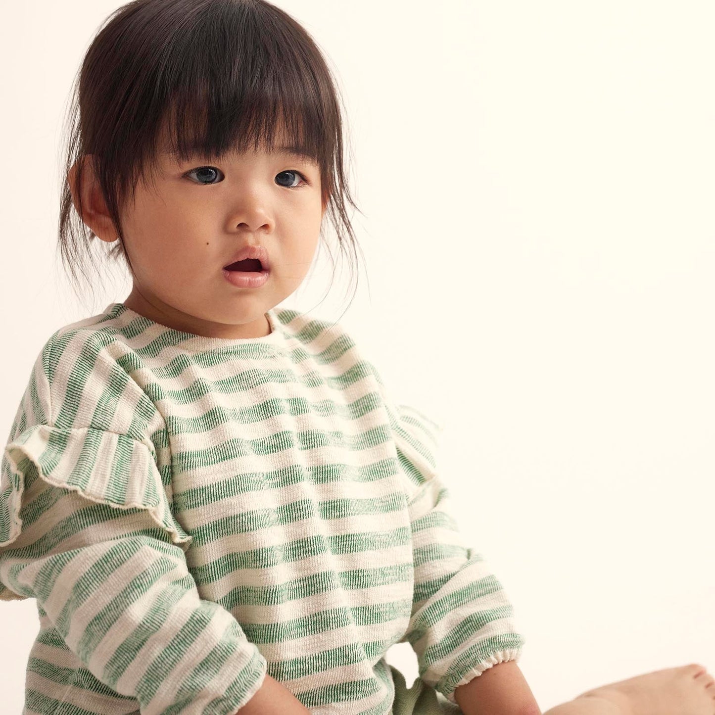 GRETA GREEN GRASS STRIPE BABY SWEATSHIRT