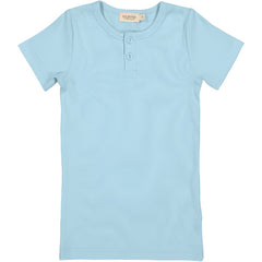 HEAVENLY BLUE RIBBED HENLEY SHIRT