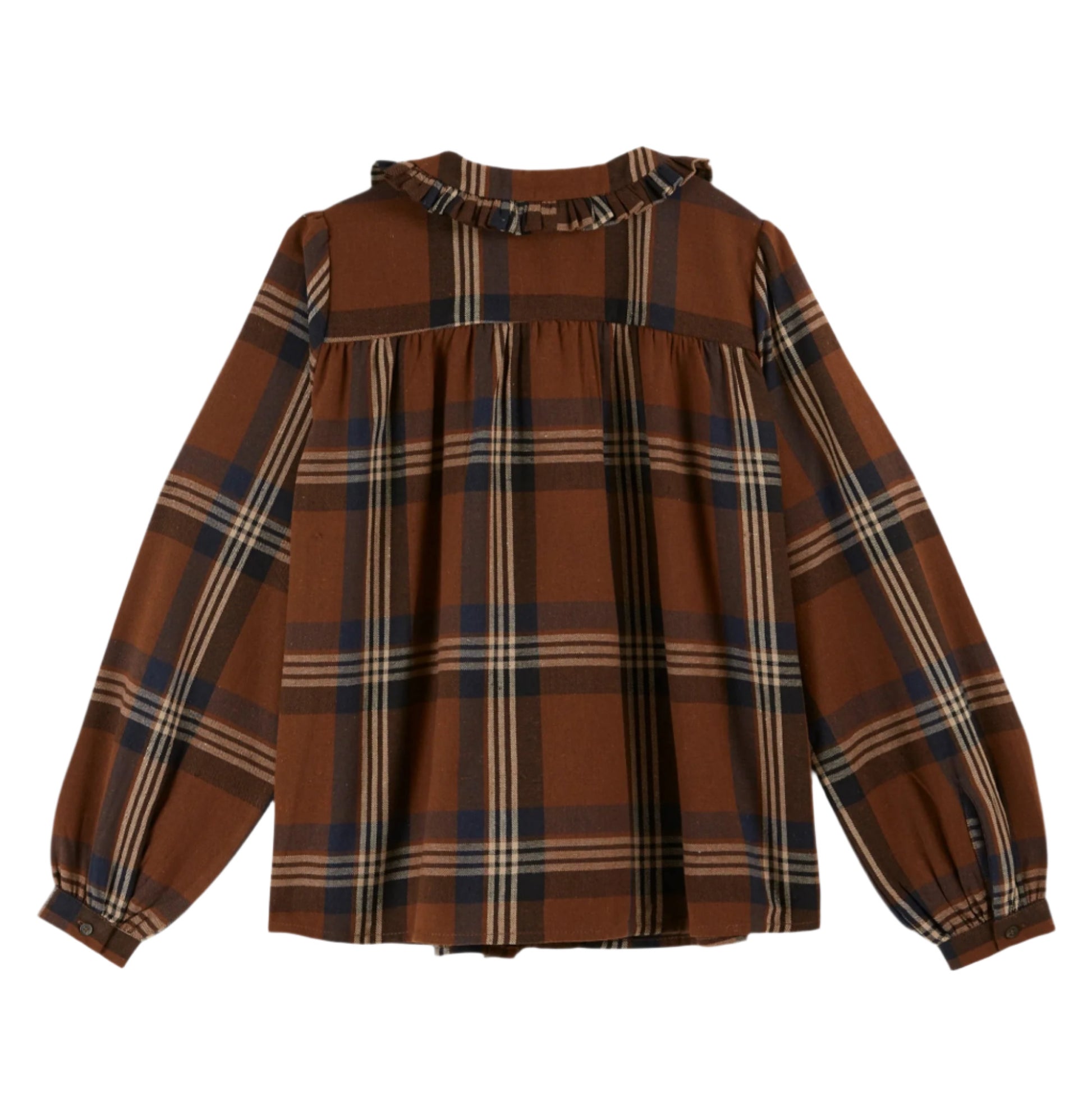 Brown plaid shirt on a white background