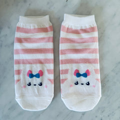 PINK STRIPE BUNNY ANKLE SOCKS