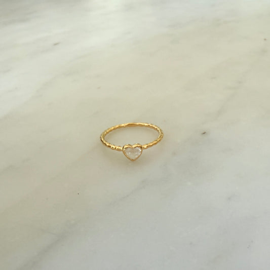 RAINBOW MOONSTONE HEART RING - SMALL