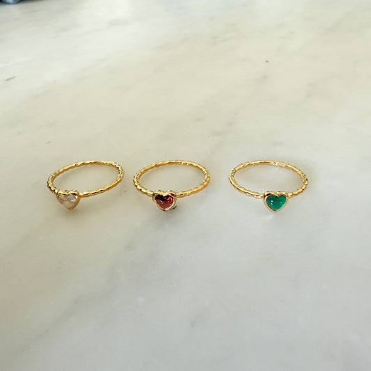 ROSE QUARTZ HEART RING - LARGE