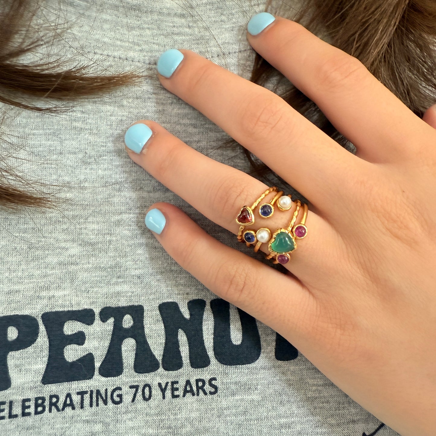 RAINBOW MOONSTONE HEART RING - SMALL