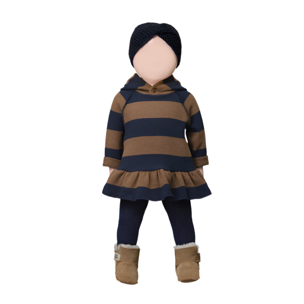 SALLY RIBBED PLAIN TIGHTS - DARK BLUE