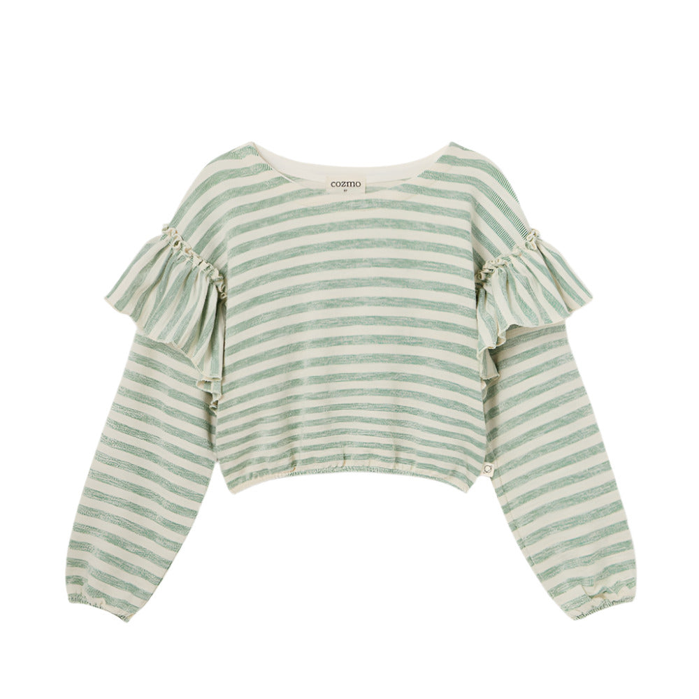 SILVIA GREEN GRASS STRIPE SWEATSHIRT