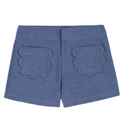 CHAMBRAY FLORAL POCKET SHORTS