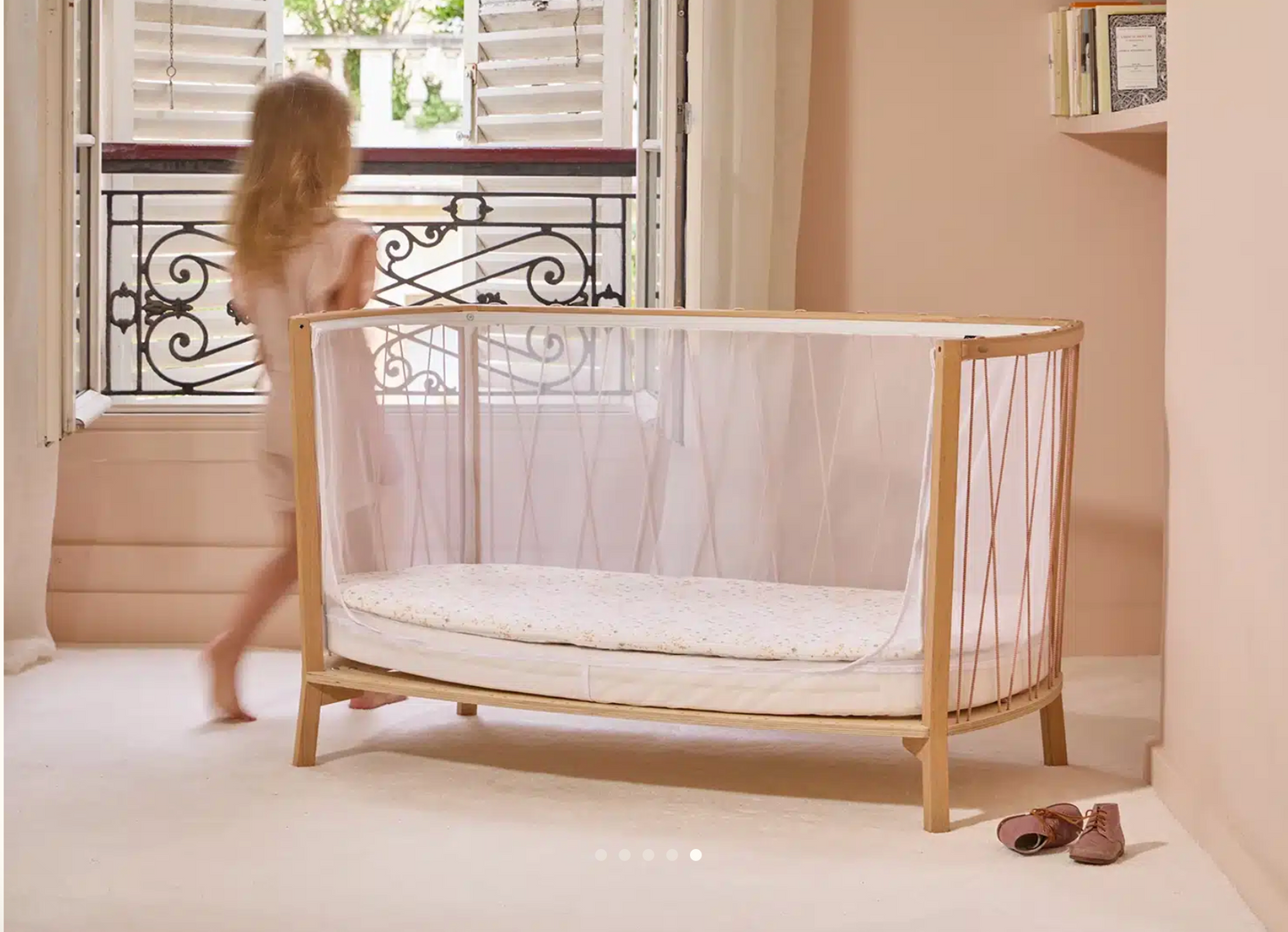 KIMI BABY BED WITH MATRESS & MATRESS TOP - DESERT STRINGS