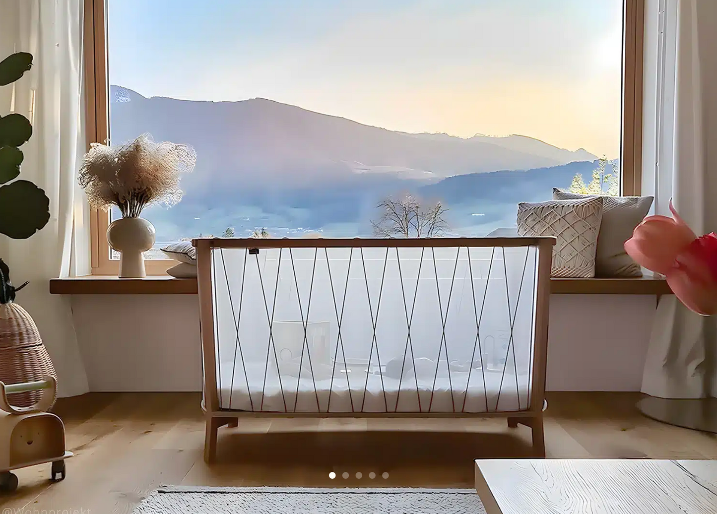 KIMI BABY BED WITH MATRESS & MATRESS TOP - DESERT STRINGS