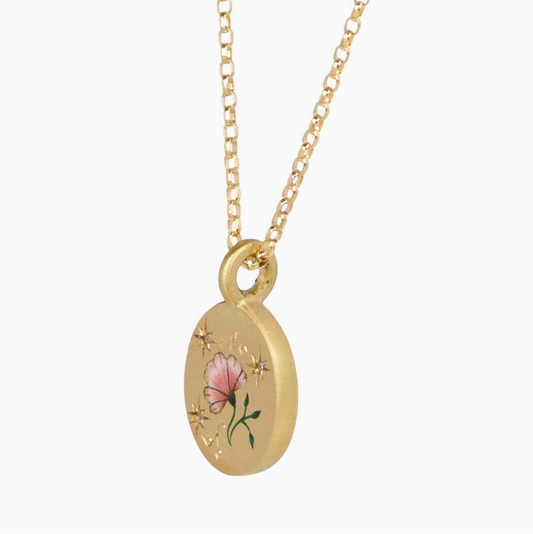 ENAMEL POPPY TAILSMAN NECKLACE