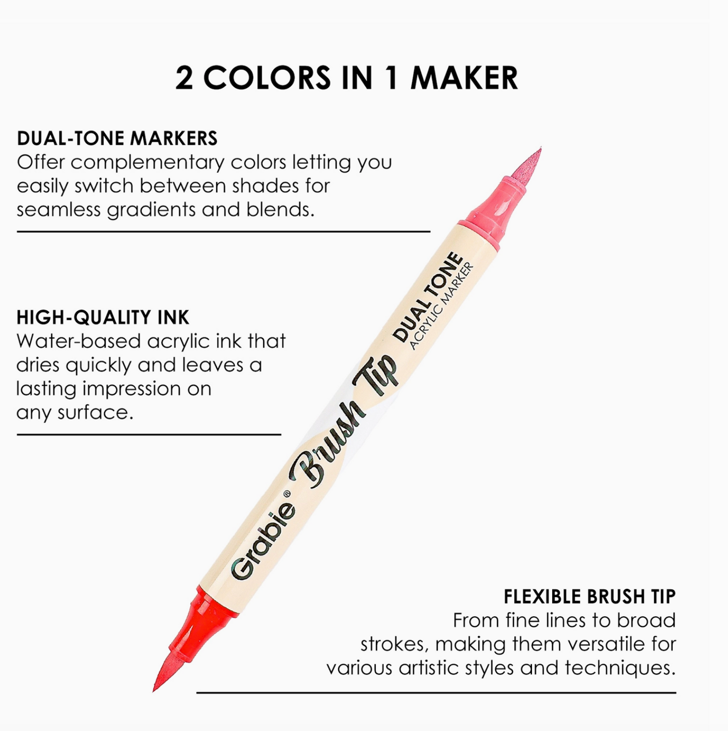 DUEL TONE BRUSH TIP ACRYLIC PAINT MARKER - 36 SET