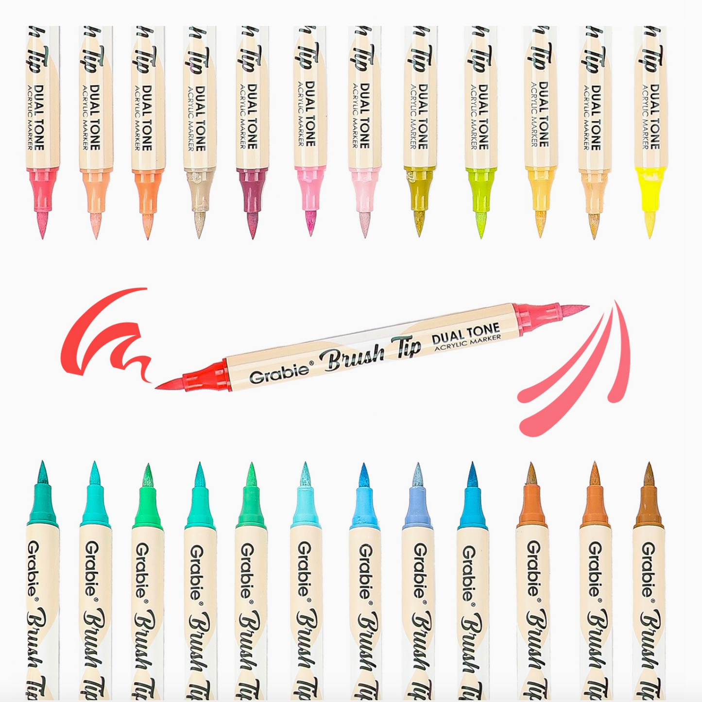 DUEL TONE BRUSH TIP ACRYLIC PAINT MARKER - 36 SET