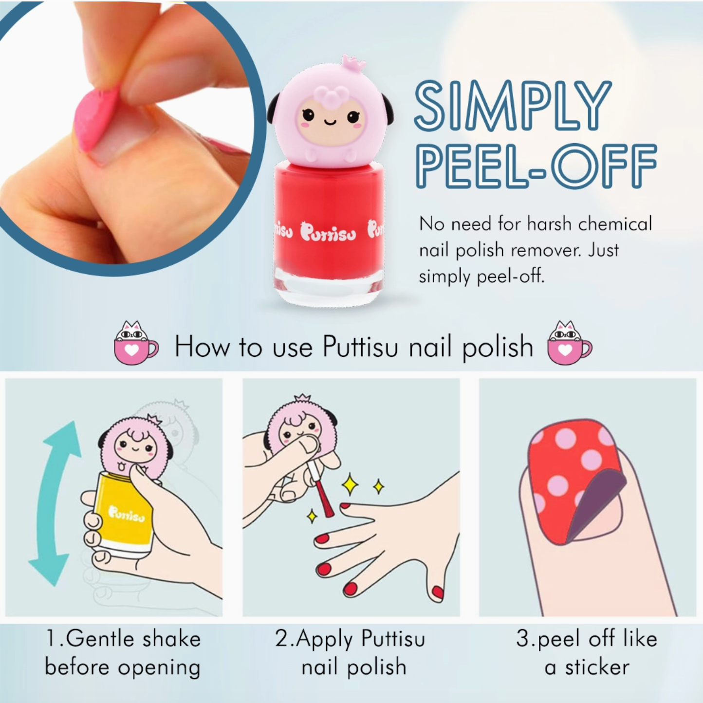 SAFE PEEL-OFF NAIL POLISH - MY LOVE BEAR PINK