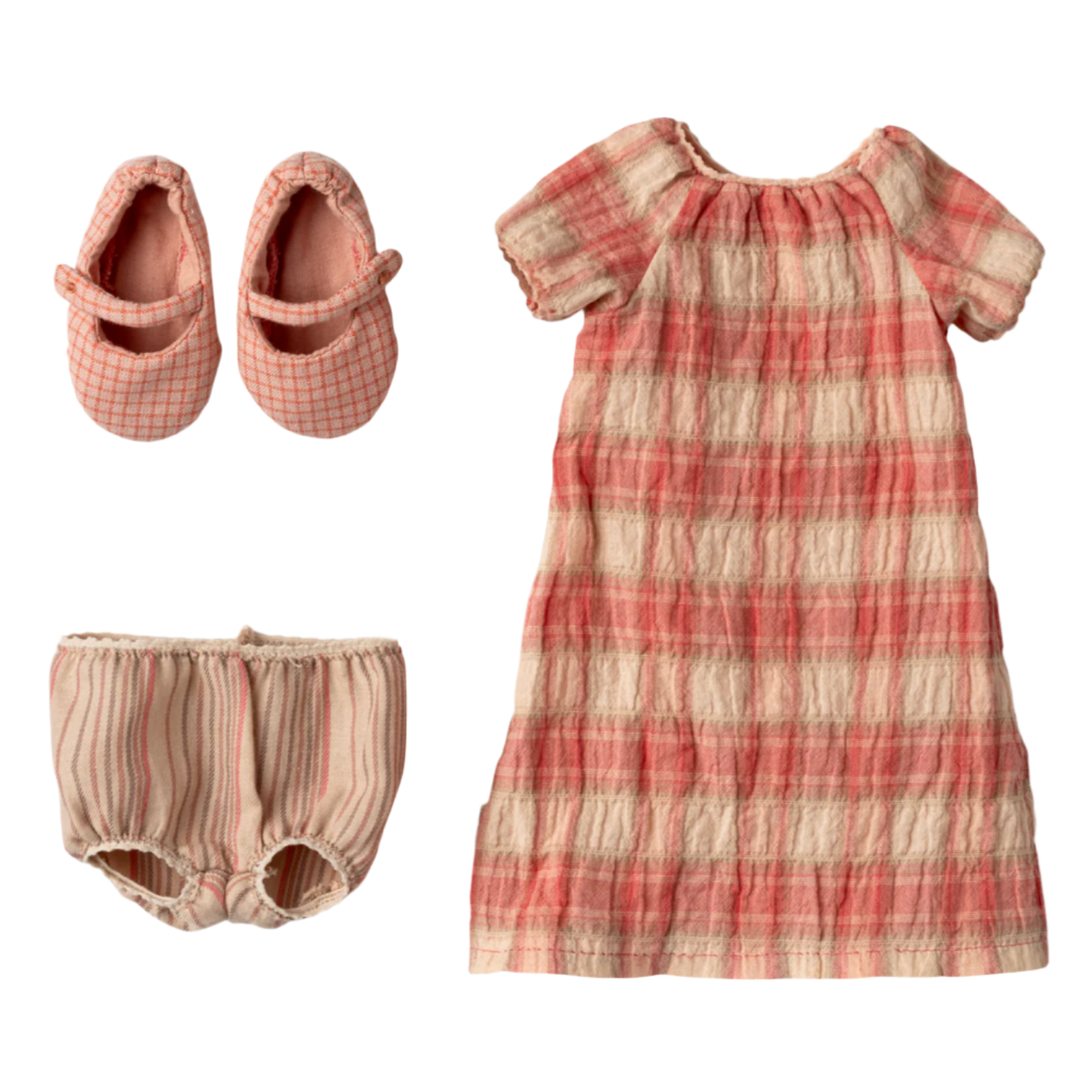 MAILEG PLAID RED DRESS & ACCESSORIES - SIZE 3