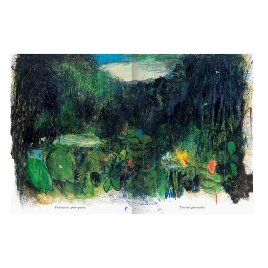 Artistic depiction of a garden with flowers and trees, framed with smaller previews on the left.