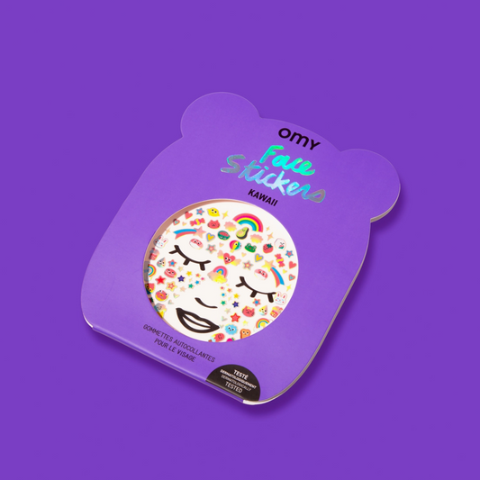 Pack of stickers with a smiley face design on a purple background