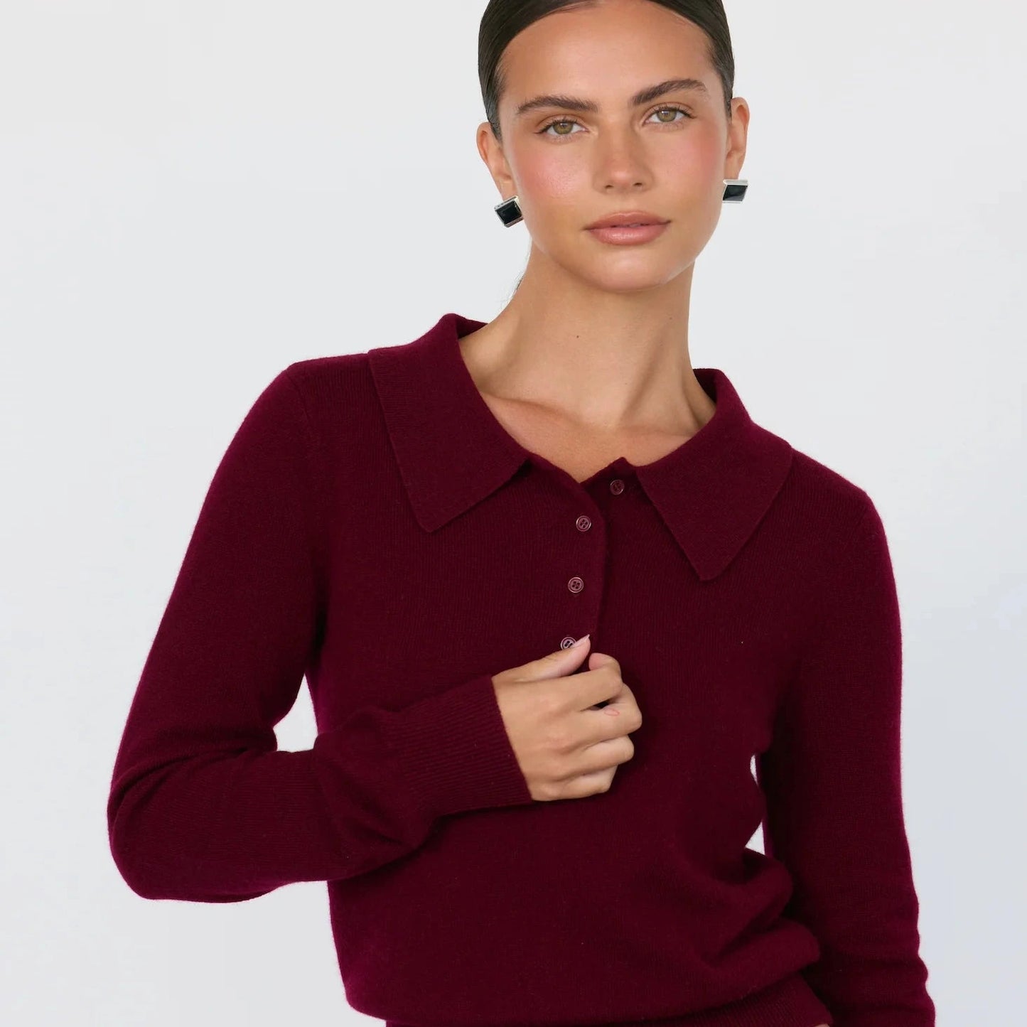 TOVE CASHMERE POLO - MERLOT
