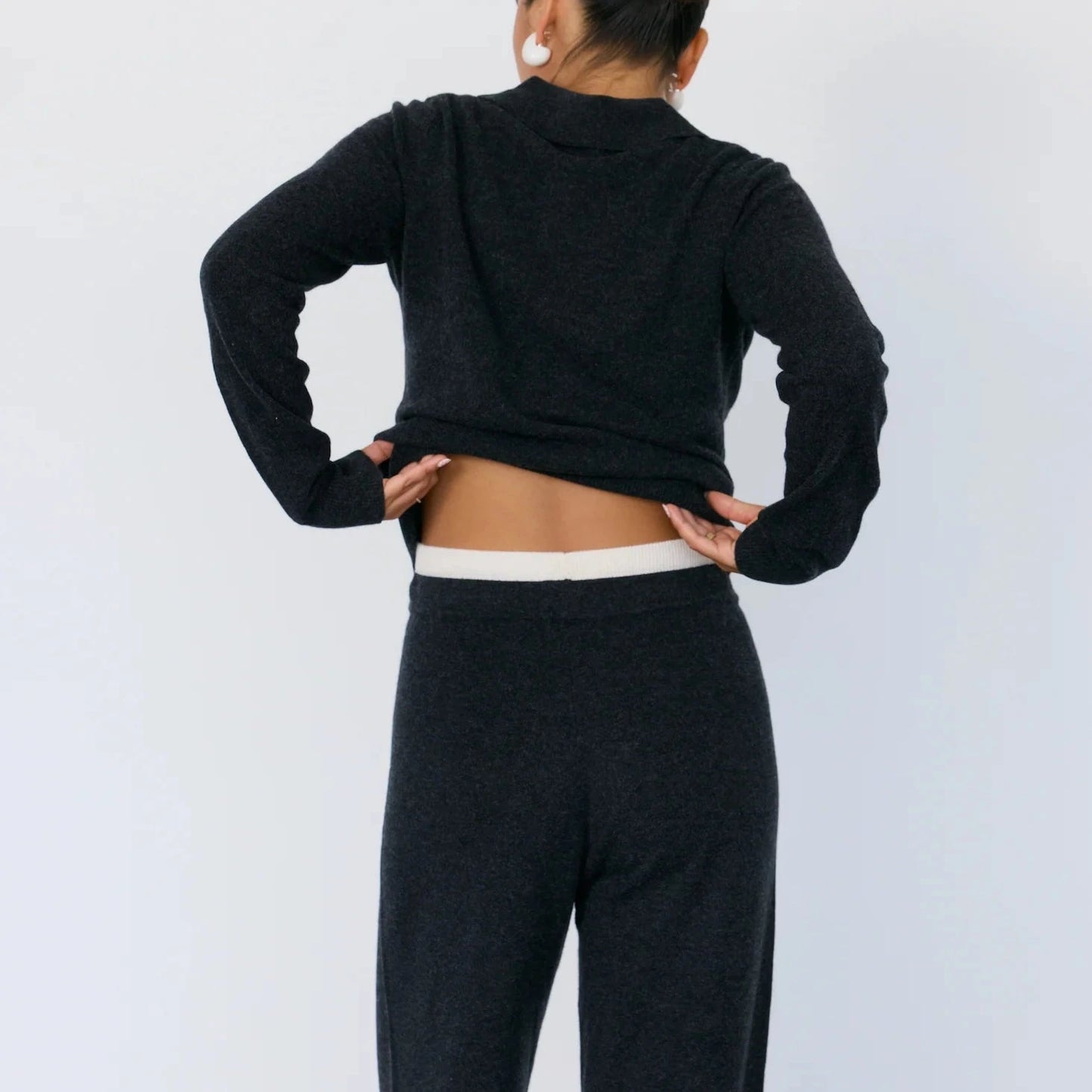 TOVE LAYERED CASHMERE PANT - CHARCOAL