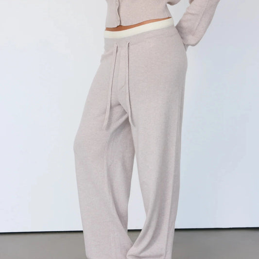 TOVE LAYERED CASHMERE PANT - STONE